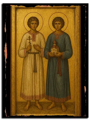 Праведные Иаков и Иоанн, отроки Менюжские — икона на дереве