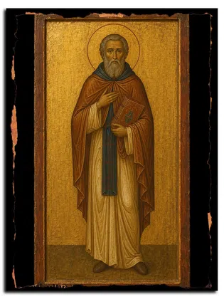 Дионисий Ватопедский, преподобномученик — икона на дереве