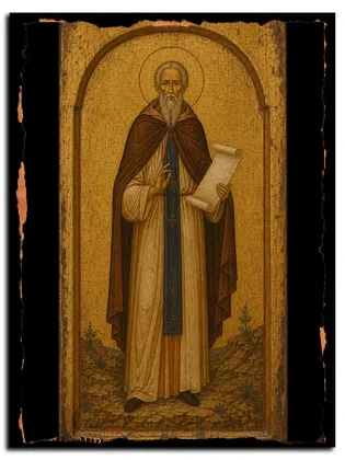 Вениамин Синайский, преподобномученик — икона на дереве