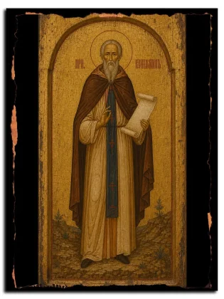 Вениамин Синайский, преподобномученик — икона на натуральном дереве