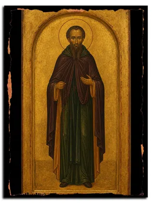 Афанасий Печерский, затворник, преподобный — икона на дереве
