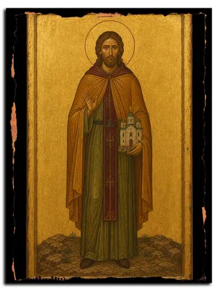 Аврамий (Авраамий) Печерский, Трудолюбивый, преподобный — икона на дереве