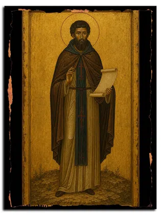 Григорий Печерский, затворник, преподобный — икона на дереве