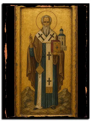 Иоанн (Варсонофий) Нитрийский, епископ Дамасский, отшельник, преподобный — икона на дереве