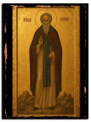 Иоанникий Великий, преподобный — икона на натуральном дереве