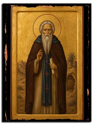 Косма Фаранский (Палестинский), Антиохийский, отшельник, преподобный — икона на дереве