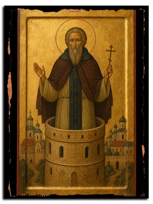 Никита Столпник, Переяславский, преподобный — икона на дереве