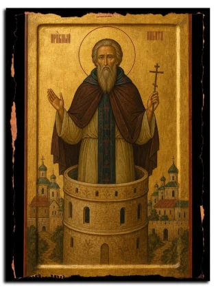 Никита Столпник, Переяславский, преподобный — икона на натуральном дереве