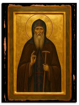 Онуфрий Перцовский, Вологодский, преподобный — икона на дереве ручной работы