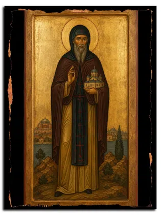 Петр Галатийский, Константинопольский, преподобный — икона на дереве