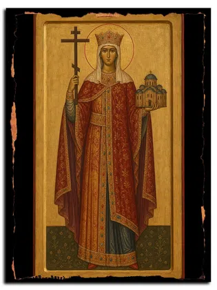 Елена Константинопольская, царица, равноапостольная — икона на дереве