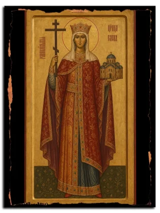 Елена Константинопольская, царица, равноапостольная — икона на натуральном дереве
