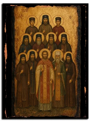 Собор новомучеников и исповедников Радонежских — икона на натуральном дереве