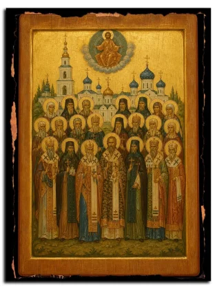 Собор святых Ивановской митрополии — икона на натуральном дереве