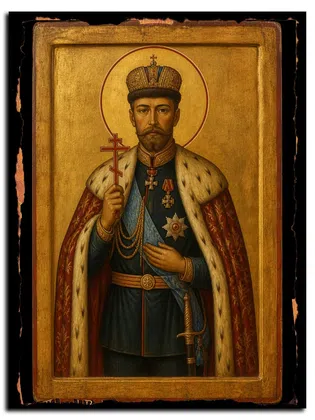 Император Николай II, страстотерпец — икона на дереве