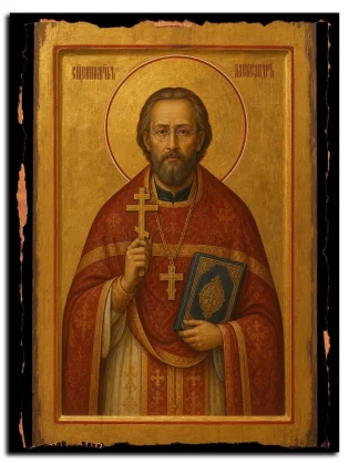 Александр Малиновский, пресвитер, священномученик — икона на натуральном дереве