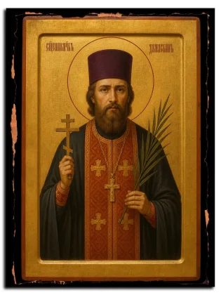Дамаскин (Цедрик), Стародубский, священномученик — икона на натуральном дереве