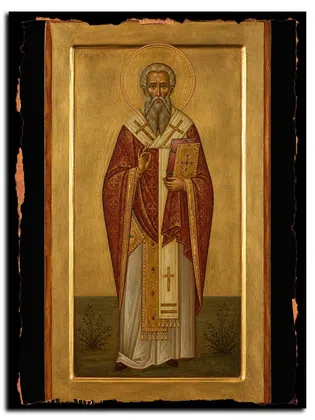 Дионисий Ареопагит, священномученик — икона на дереве