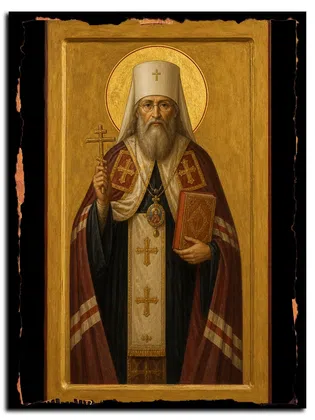Иоанн (Поммер), архиепископ Рижский, священномученик — икона на дереве