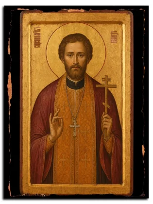 Леонид Серебренников, пресвитер, священномученик — икона на натуральном дереве