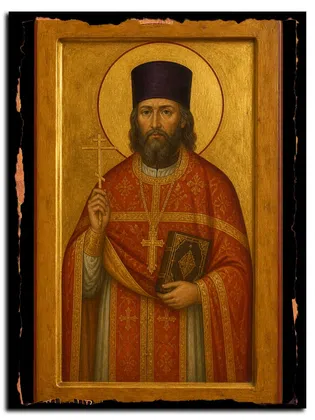 Николай Богословский, пресвитер, священномученик — икона на дереве