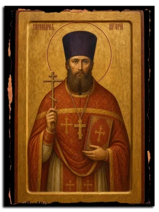 Онуфрий (Гагалюк), Курский, священномученик — икона на натуральном дереве