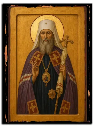 Тихон (Никаноров), архиепископ Воронежский, священномученик — икона на дереве