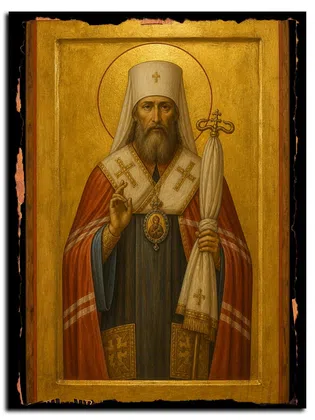 Василий (Богоявленский), архиепископ Черниговский, священномученик — икона на дереве