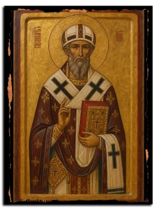 Зинон, епископ Веронийский, священномученик — икона на натуральном дереве