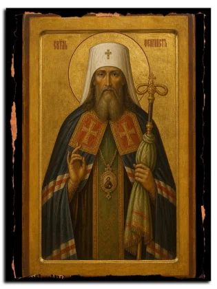 Феогност, митрополит Киевский и всея Руси, святитель — икона на натуральном дереве