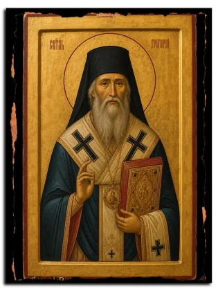 Григорий (Каллидос), митрополит Ираклийский, святитель — икона на натуральном дереве