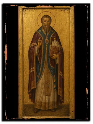 Иов, патриарх Московский и всея Руси, святитель — икона на дереве