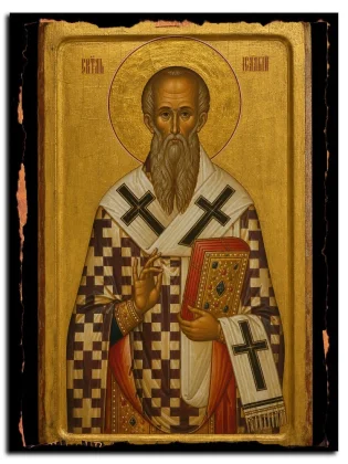 Исаакий Кипрский, святитель — икона на натуральном дереве