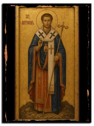 Митрофан Воронежский, святитель — икона на натуральном дереве