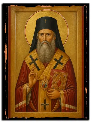 Николай Сербский, святитель — икона на дереве