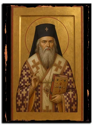 Николай (Велимирович), епископ Сербский, Охридский и Жичский, святитель — икона на дереве ручной работы