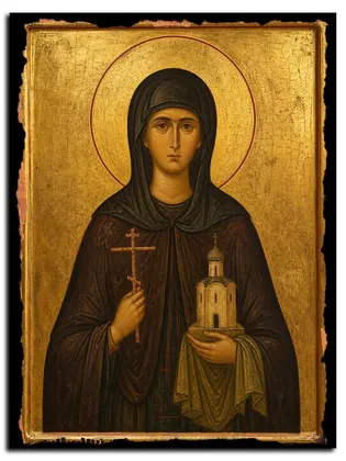 Варвара Конкина, преподобномученица, послушница — икона на дереве