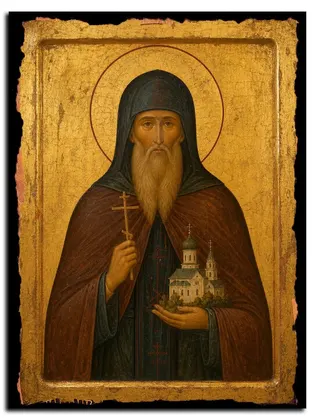 Василий Валаамский преподобномученик — икона на дереве