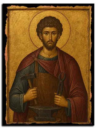 Александр Каталитский (Калитский) мученик, кузнец — икона на дереве