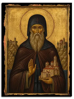 Григорий (Дримис) Византийский, Святогорец, Афонский, преподобный — икона на дереве