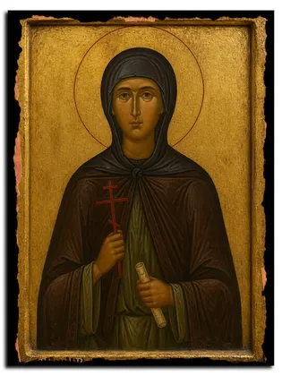 Екатерина Константинова, послушница, преподобномученица — икона на дереве