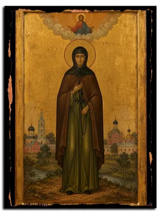 Екатерина Пюхтицкая (Малков-Панина), Христа ради юродивая, блаженная монахиня — икона на дереве