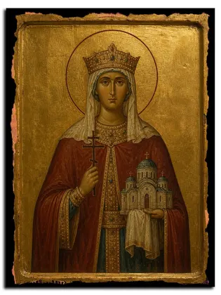 Ксения Константинопольская Преподобная. В миру царица Ирина — икона на дереве