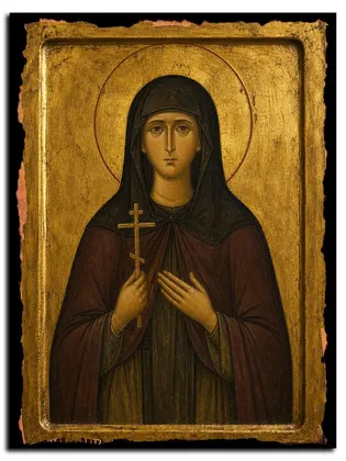 Мария Лактионова, послушница, преподобномученица — икона на дереве