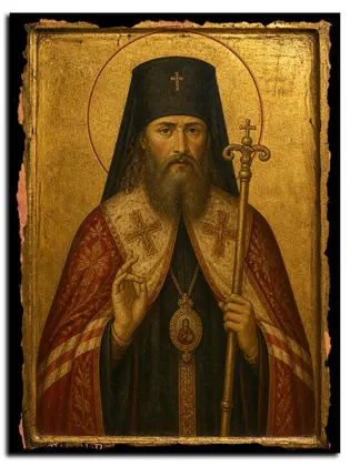 Петр Зверев, архиепископ Воронежский, священномученик — икона на дереве