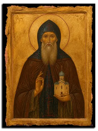 Сергий Обнорский, Нуромский, Вологодский преподобный — икона на дереве