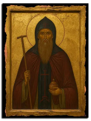 Аммон Печерский, странник, преподобный затворник — икона на дереве