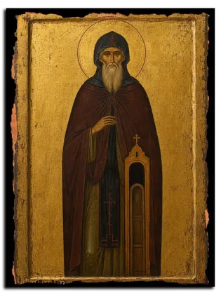 Анатолий Печерский, преподобный затворник — икона на дереве