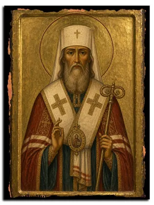 Гурий Казанский, архиепископ, святитель — икона на дереве
