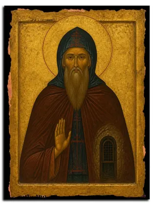 Лаврентий Печерский, преподобный затворник — икона на дереве